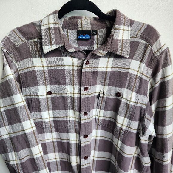 KAVU Men's Plaid Flannel Shirt XL - 90s Grunge Outdoor Casual Button Up - Picture 2 of 9